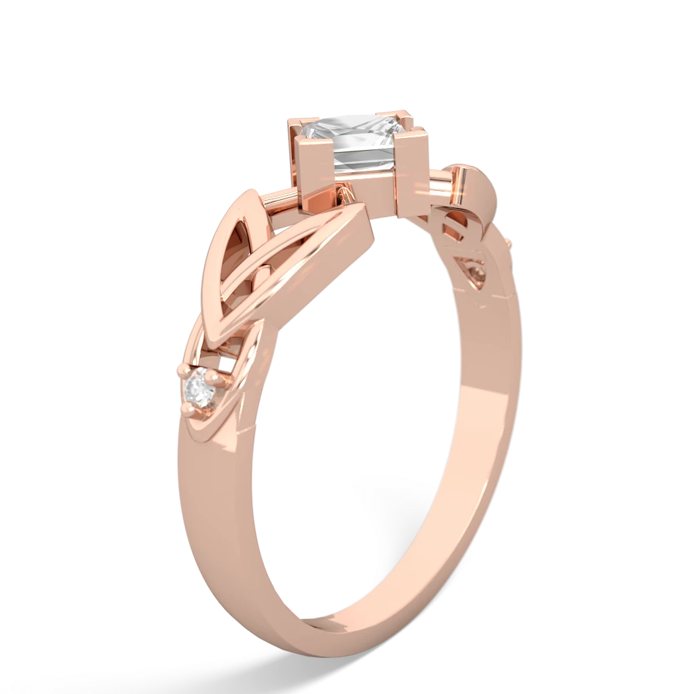 White Topaz Celtic Knot Princess 14K Rose Gold ring R3349
