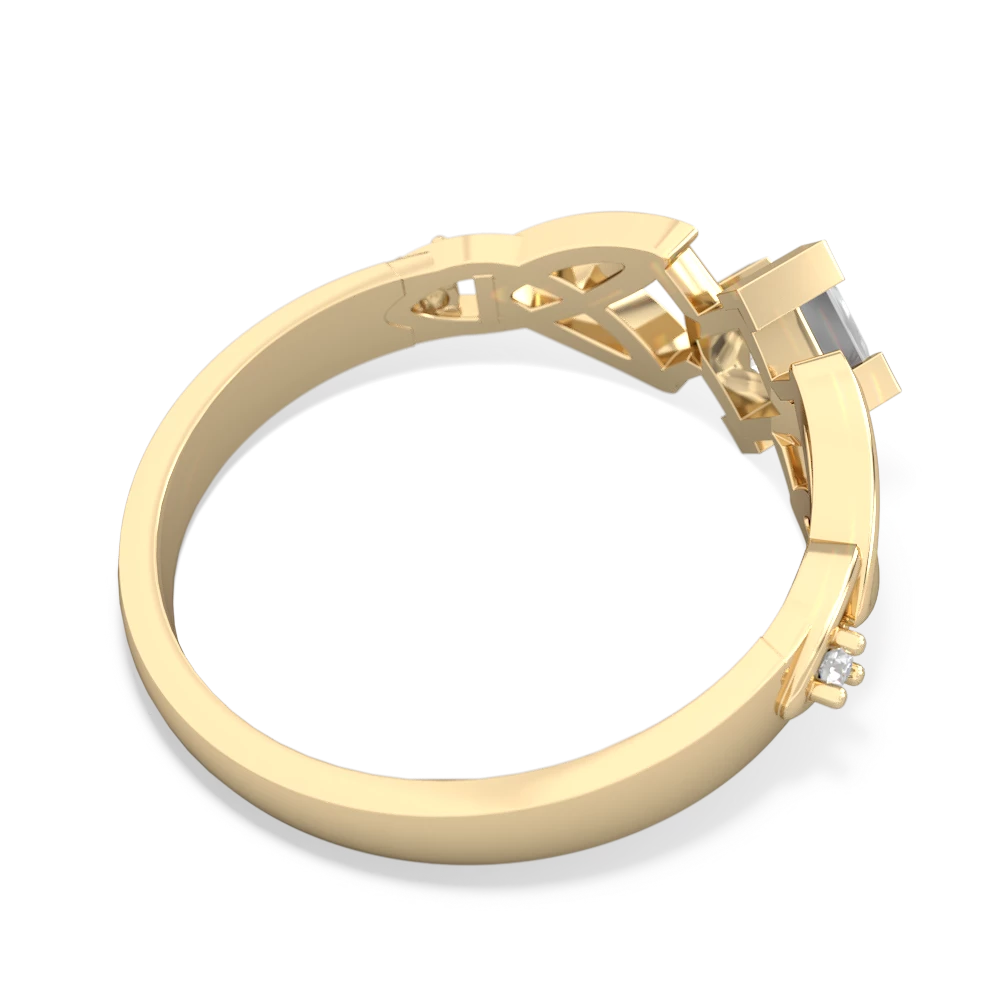 White Topaz Celtic Knot Princess 14K Yellow Gold ring R3349