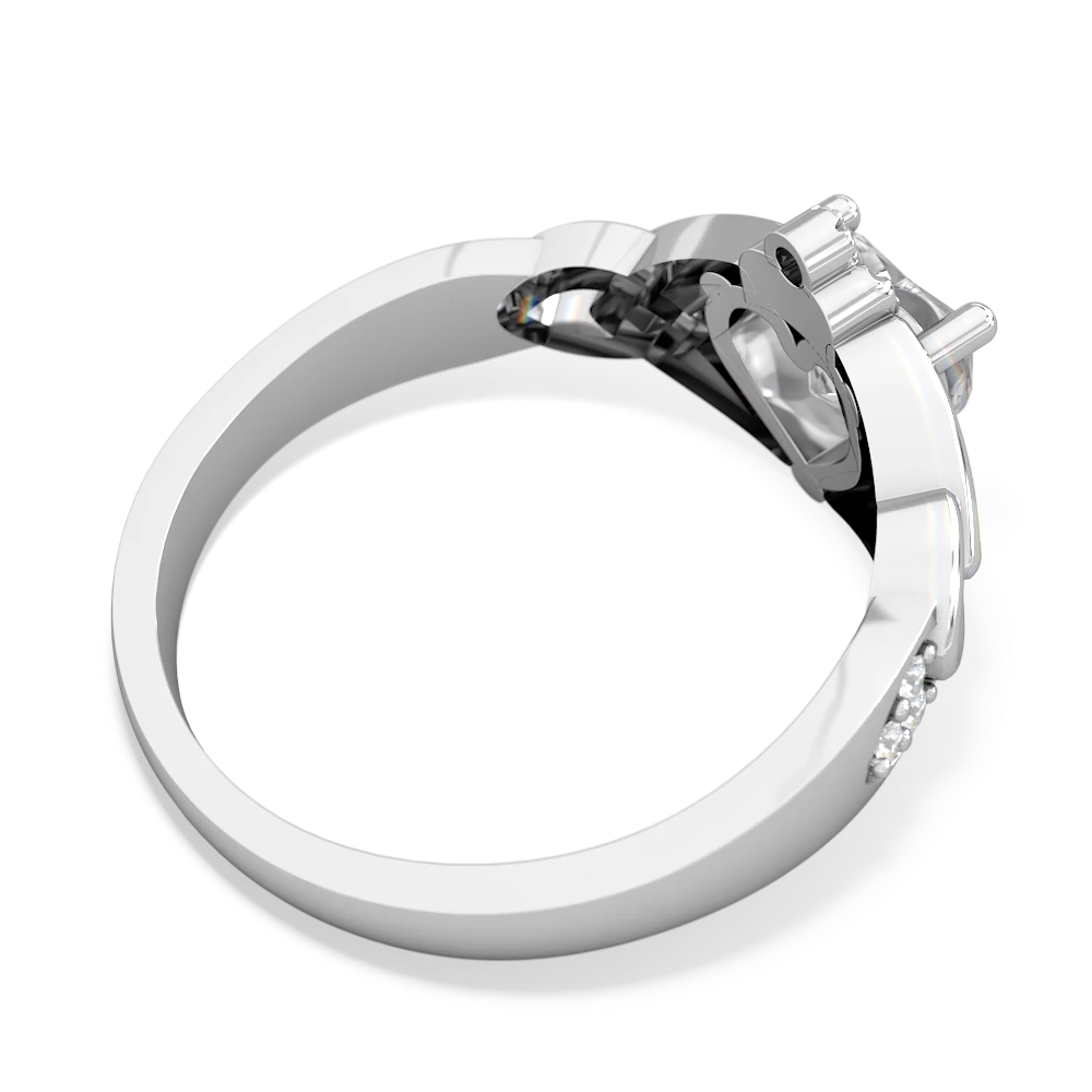 White Topaz Claddagh Celtic Knot Diamond 14K White Gold ring R5001