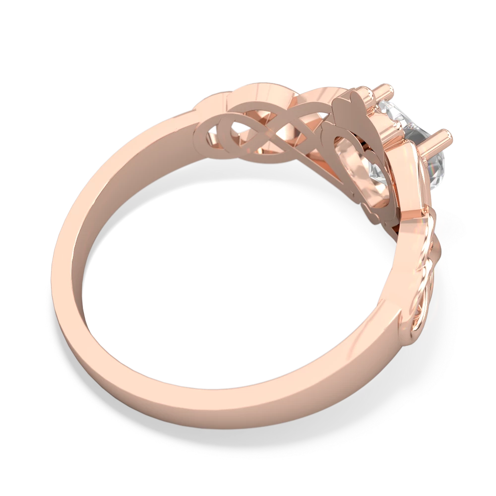 White Topaz Claddagh Celtic Knot 14K Rose Gold ring R2367