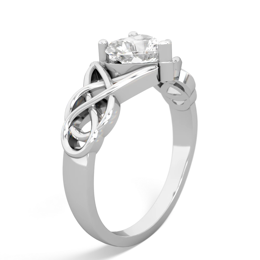 White Topaz Claddagh Celtic Knot 14K White Gold ring R2367