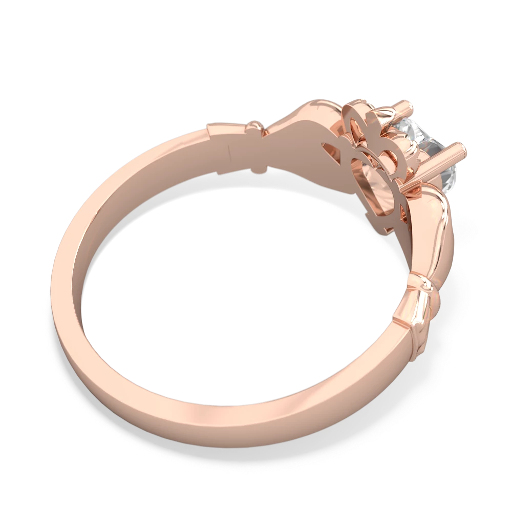 White Topaz Claddagh 14K Rose Gold ring R2370