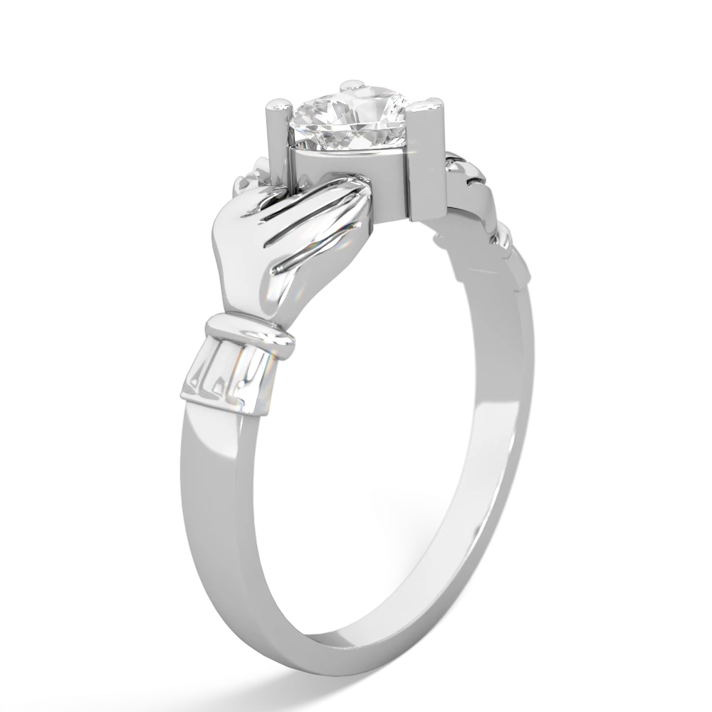 White Topaz Claddagh 14K White Gold ring R2370
