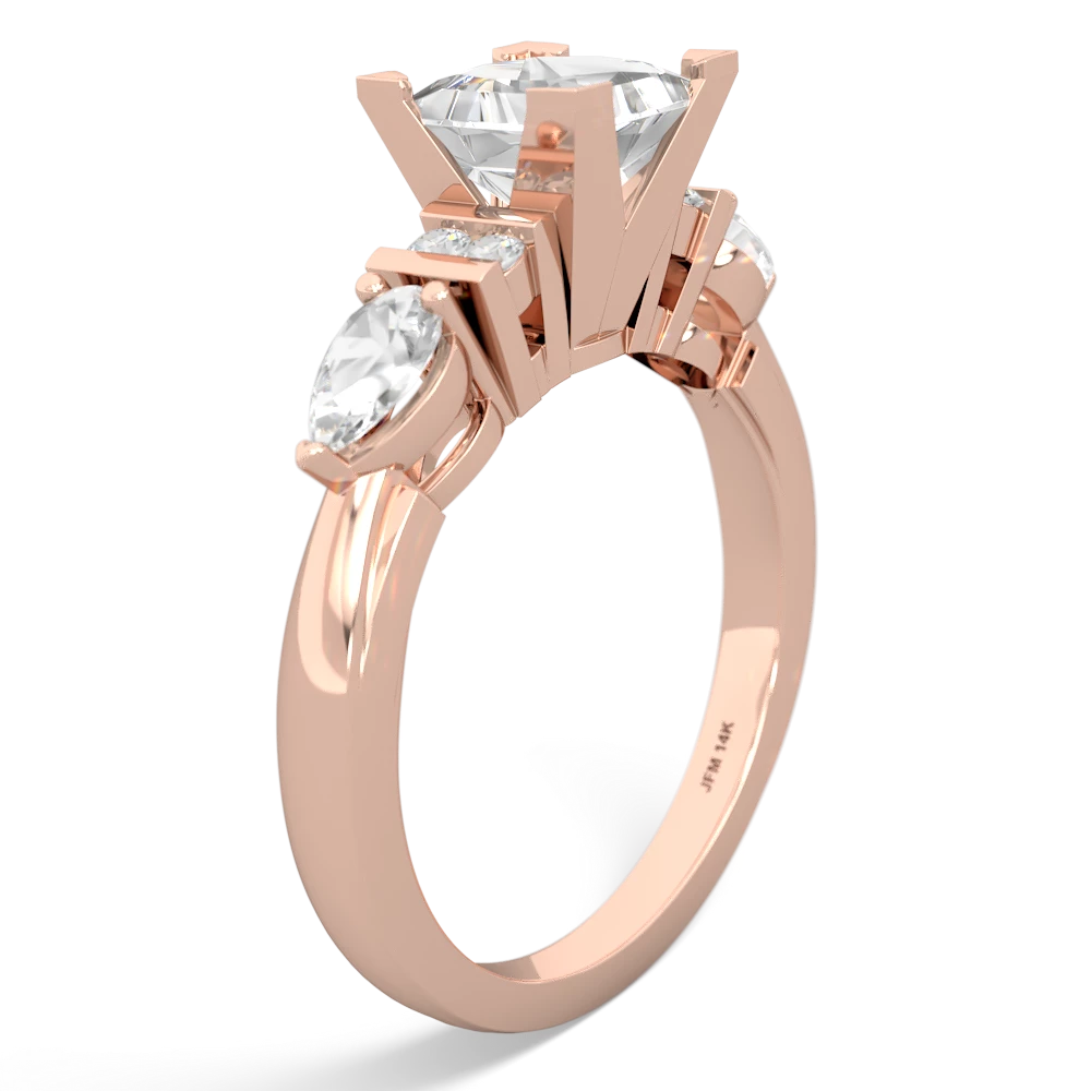 White Topaz 6Mm Princess Eternal Embrace Engagement 14K Rose Gold ring C2002