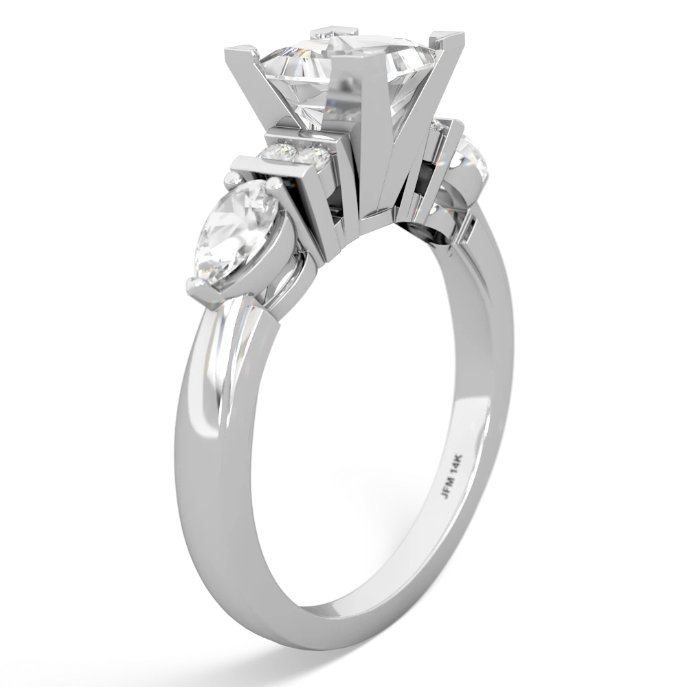 White Topaz 6Mm Princess Eternal Embrace Engagement 14K White Gold ring C2002
