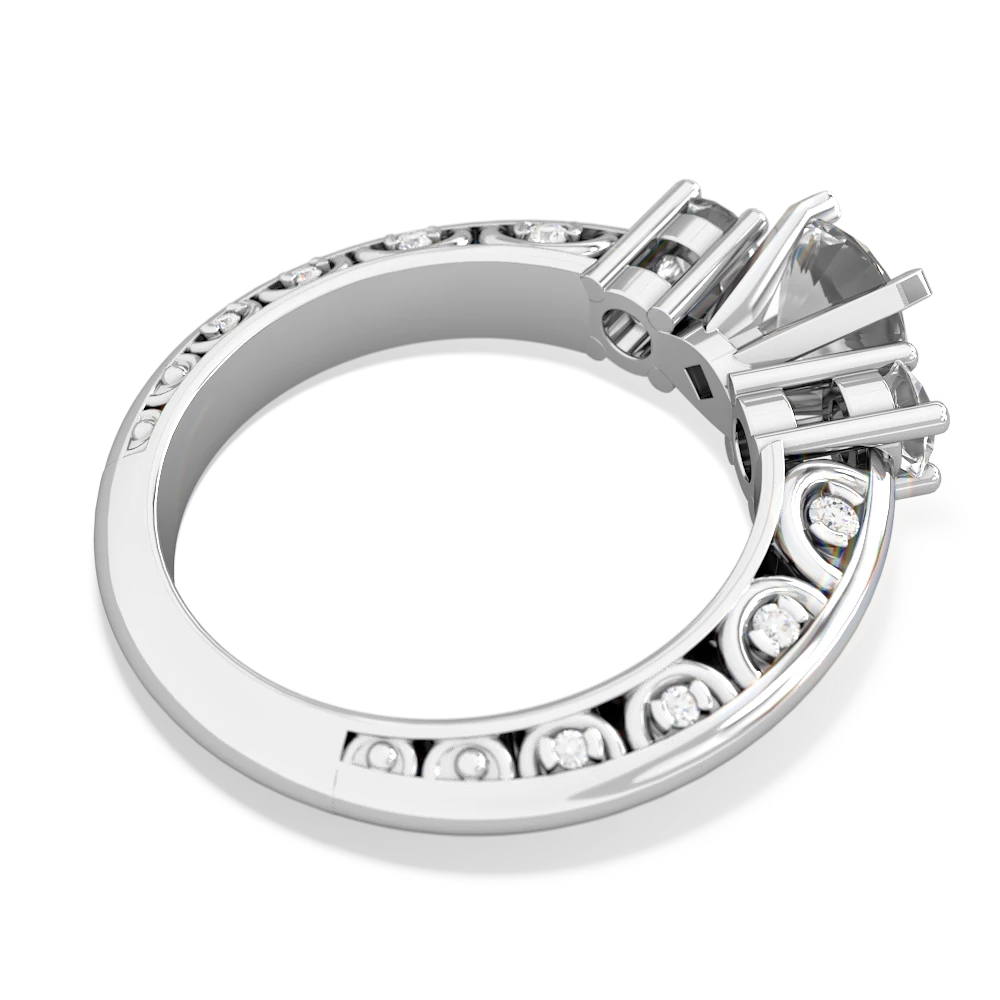 White Topaz Art Deco Eternal Embrace Engagement 14K White Gold ring C2003