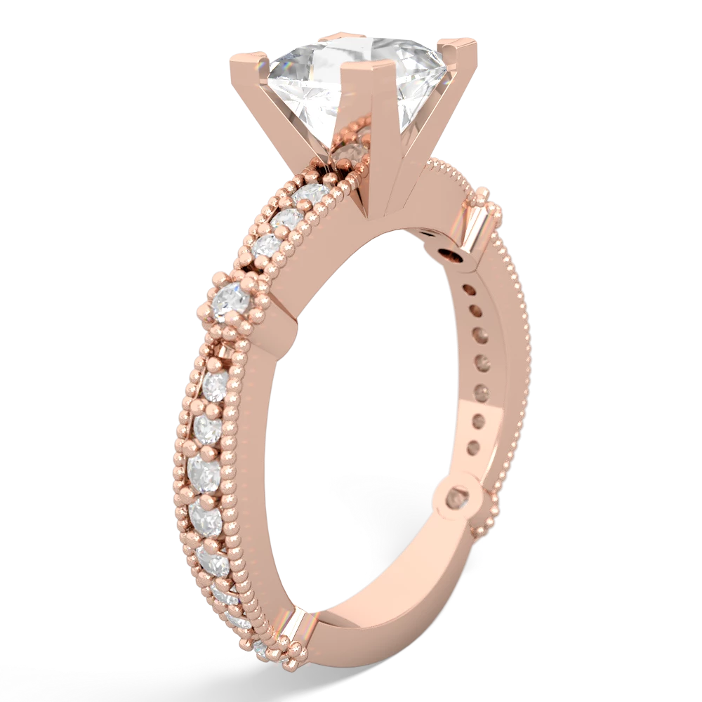 White Topaz Sparkling Tiara 6Mm Princess 14K Rose Gold ring R26296SQ