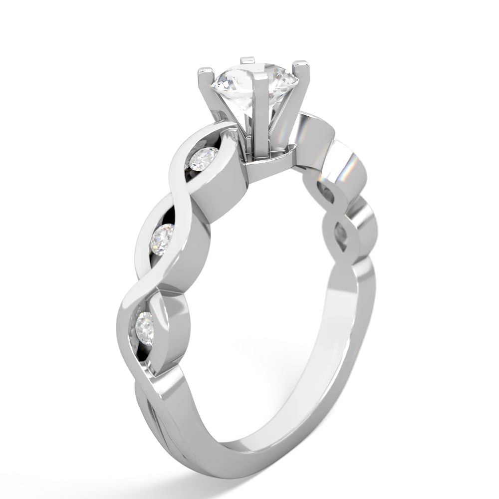 White Topaz Infinity 5Mm Round Engagement 14K White Gold ring R26315RD