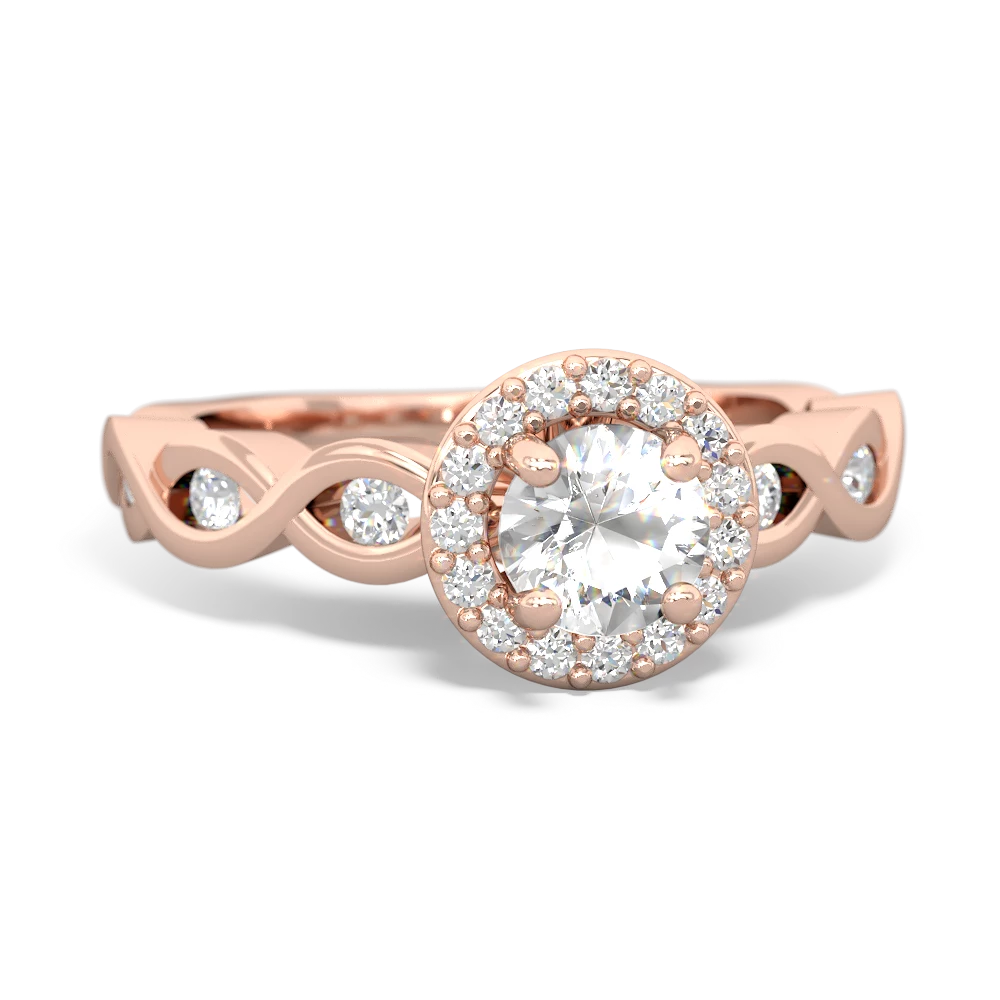 White Topaz Infinity Halo Engagement 14K Rose Gold ring R26315RH