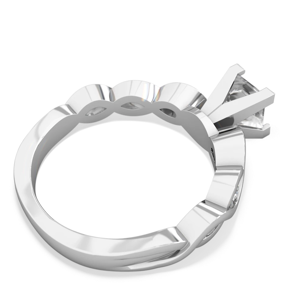 White Topaz Infinity 5Mm Square Engagement 14K White Gold ring R26315SQ