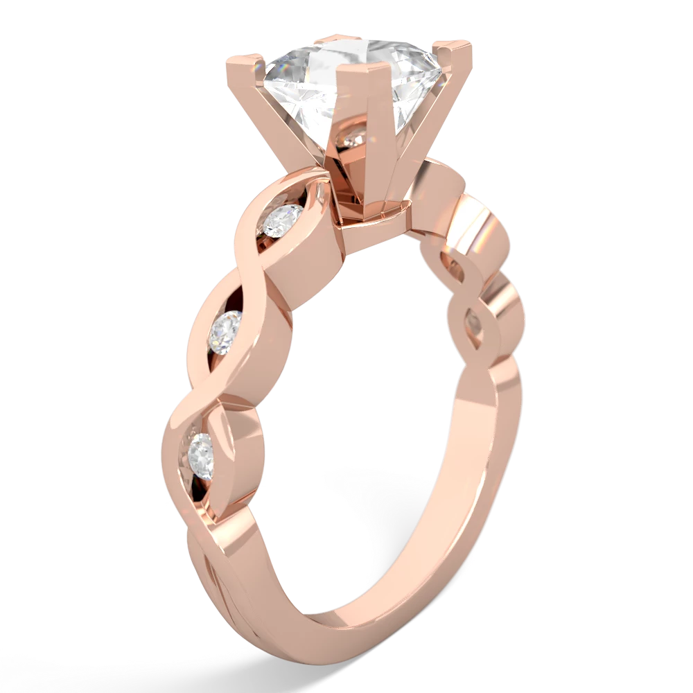 White Topaz Infinity 6Mm Princess Engagement 14K Rose Gold ring R26316SQ