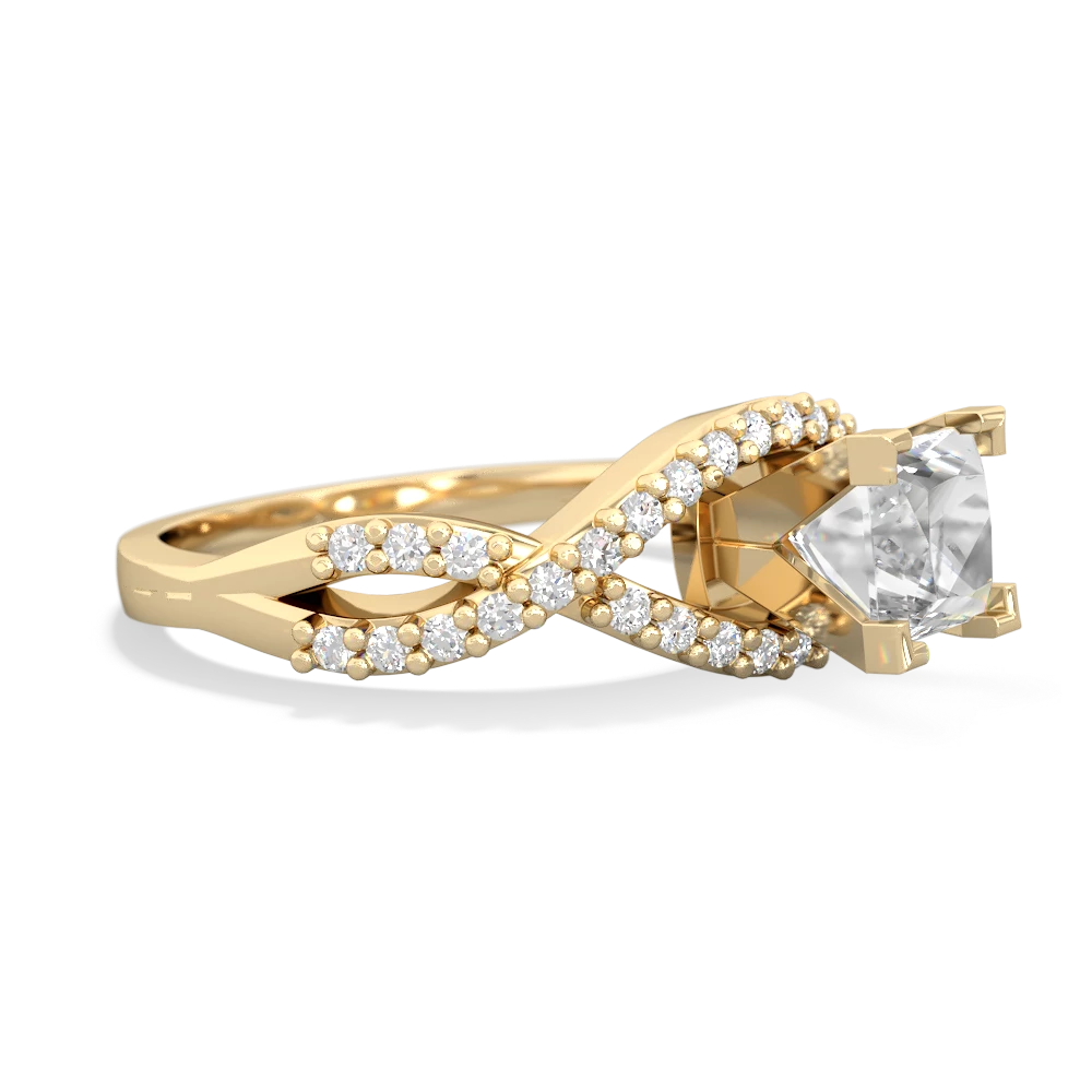 White Topaz Diamond Twist 5Mm Square Engagment  14K Yellow Gold ring R26405SQ