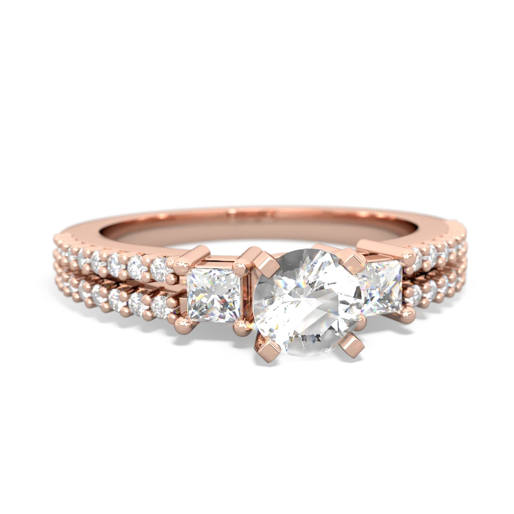 White Topaz Classic 5Mm Round Engagement 14K Rose Gold ring R26435RD