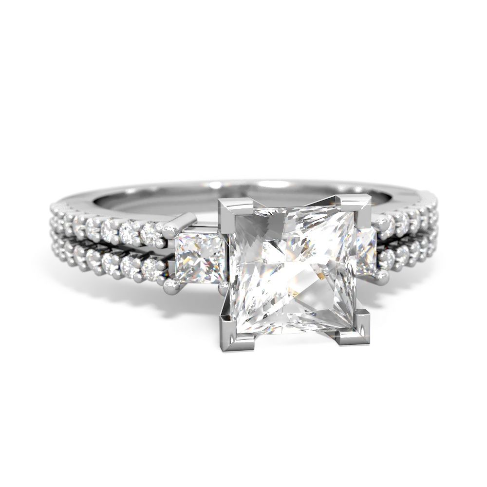White Topaz Classic 6Mm Princess Engagement 14K White Gold ring R26436SQ