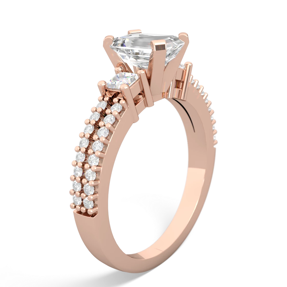 White Topaz Classic 7X5mm Emerald-Cut Engagement 14K Rose Gold ring R26437EM