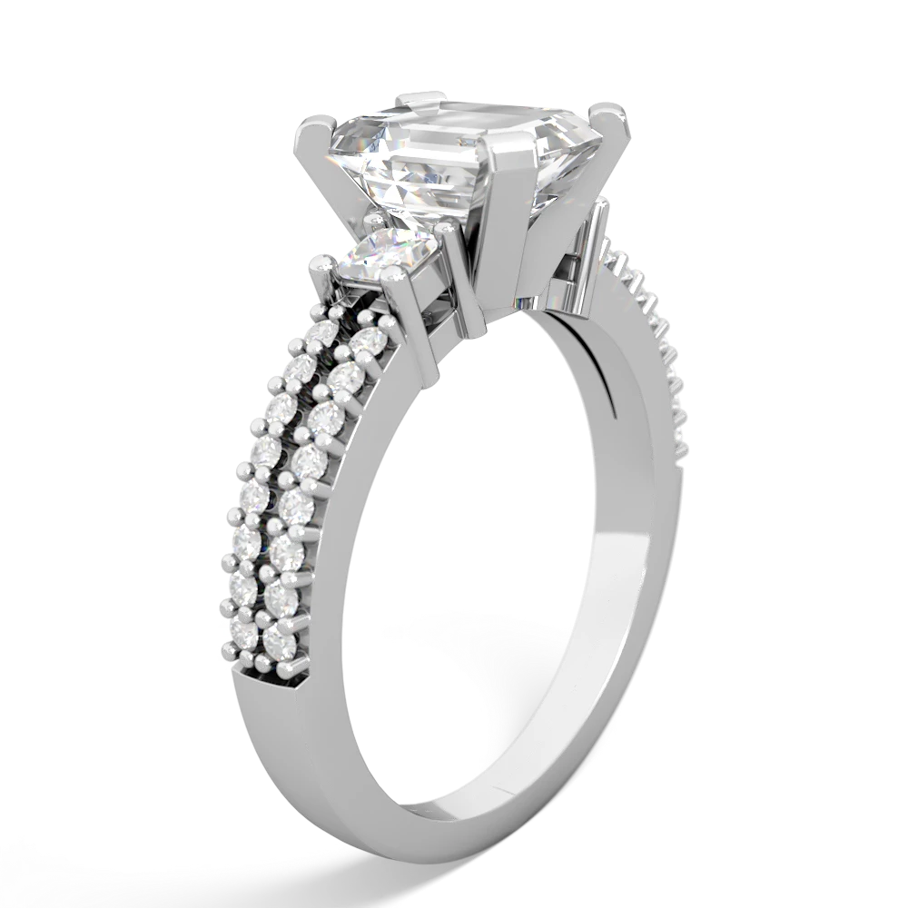 White Topaz Classic 8X6mm Emerald-Cut Engagement 14K White Gold ring R26438EM