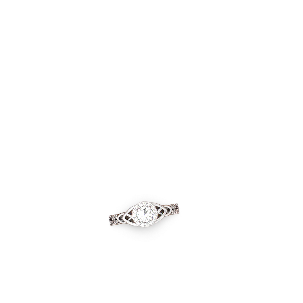 White Topaz Celtic Knot Halo 14K White Gold ring R26445RH