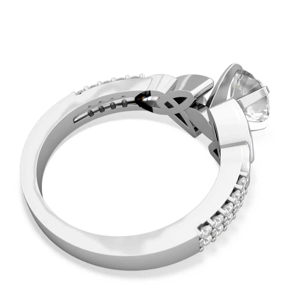 White Topaz Celtic Knot 6Mm Round Engagement 14K White Gold ring R26446RD