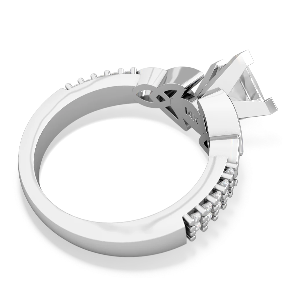 White Topaz Celtic Knot 6Mm Princess Engagement 14K White Gold ring R26446SQ