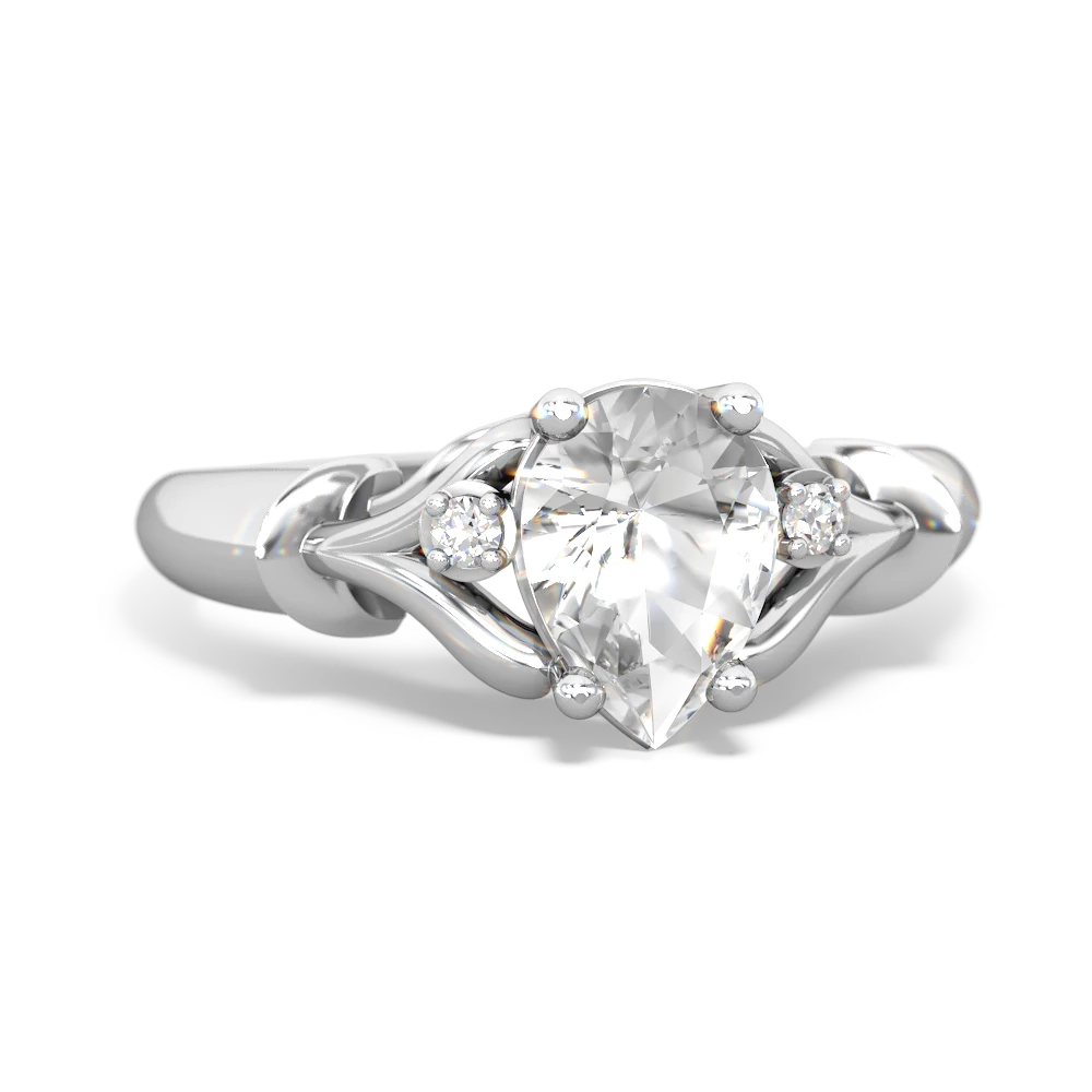 White Topaz Precious Pear 14K White Gold ring R0826