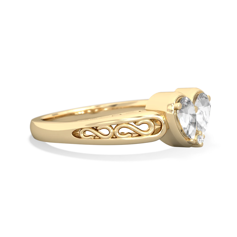 White Topaz Filligree 'One Heart' 14K Yellow Gold ring R5070