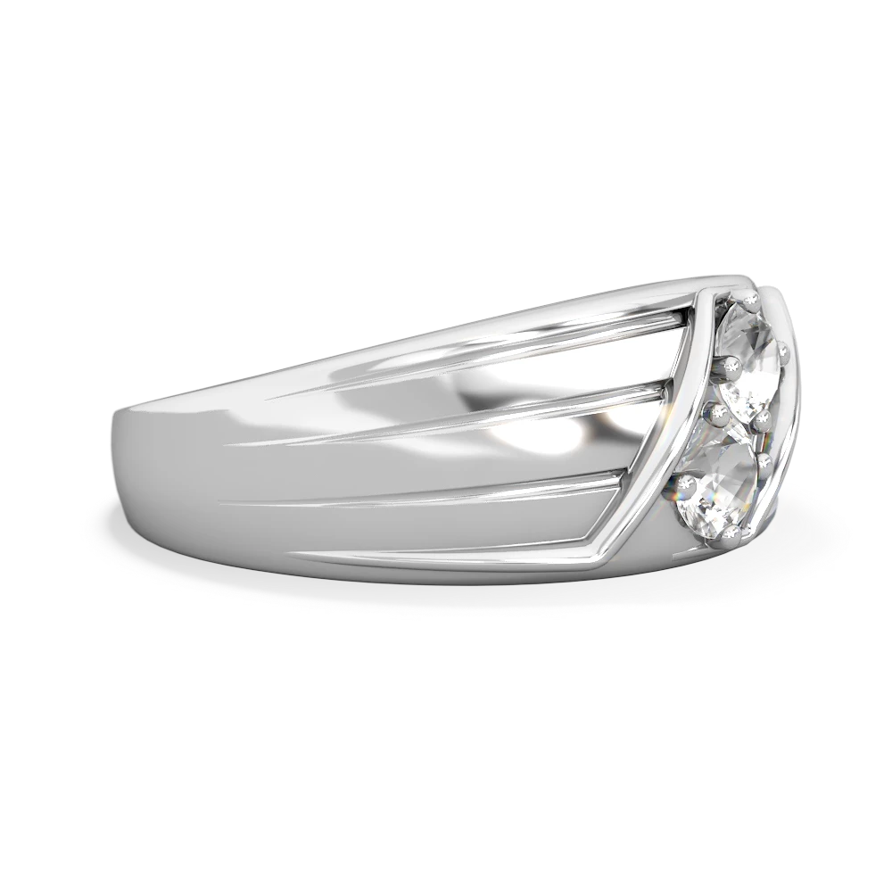 White Topaz Men's Streamline 14K White Gold ring R0460