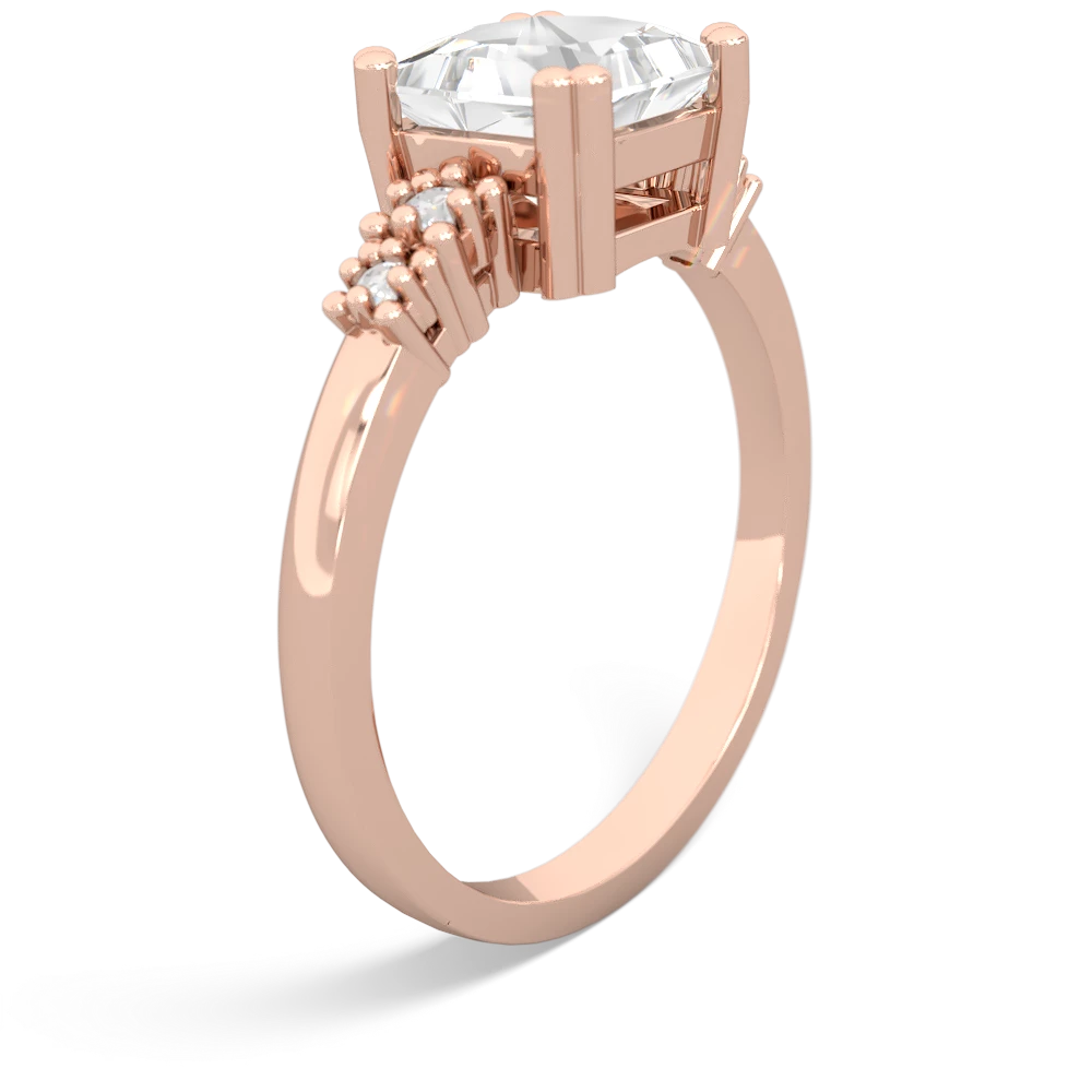 White Topaz Art Deco Princess 14K Rose Gold ring R2014