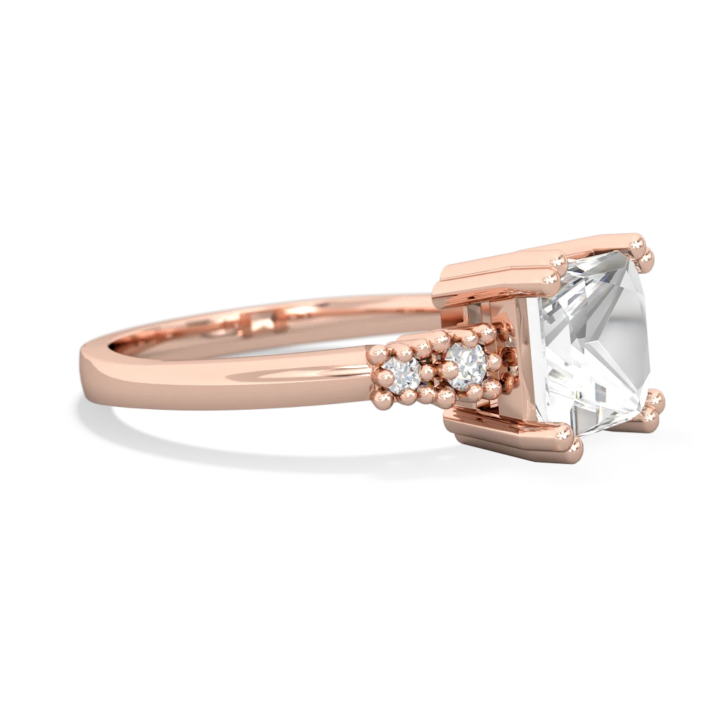 White Topaz Art Deco Princess 14K Rose Gold ring R2014