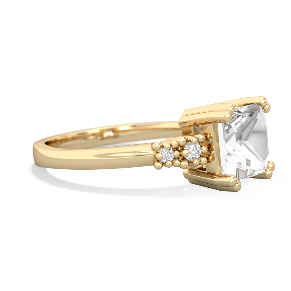 White Topaz Art Deco Princess 14K Yellow Gold ring R2014