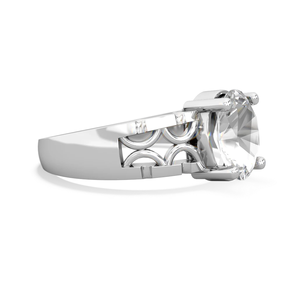 White Topaz Art Deco Filigree 14K White Gold ring R2322