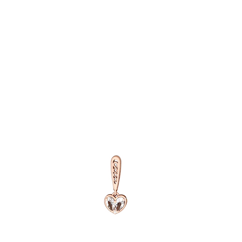 White Topaz Filligree Heart 14K Rose Gold earrings E5070