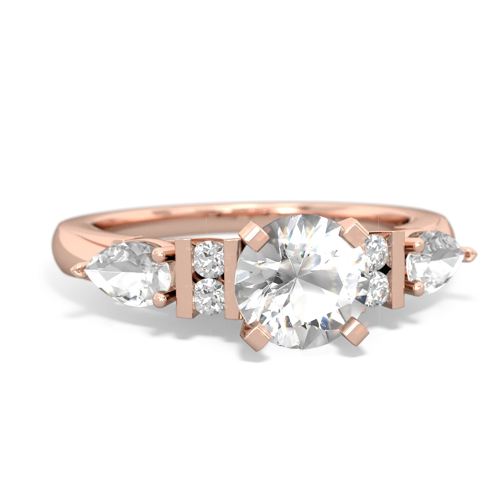 Pink Tourmaline 6Mm Round Eternal Embrace Engagement 14K Rose Gold ring R2005