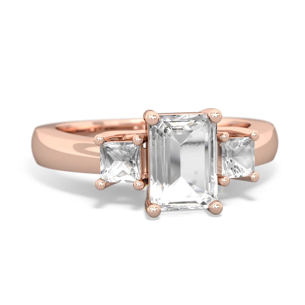 Alexandrite Three Stone Emerald-Cut Trellis 14K Rose Gold ring R4021