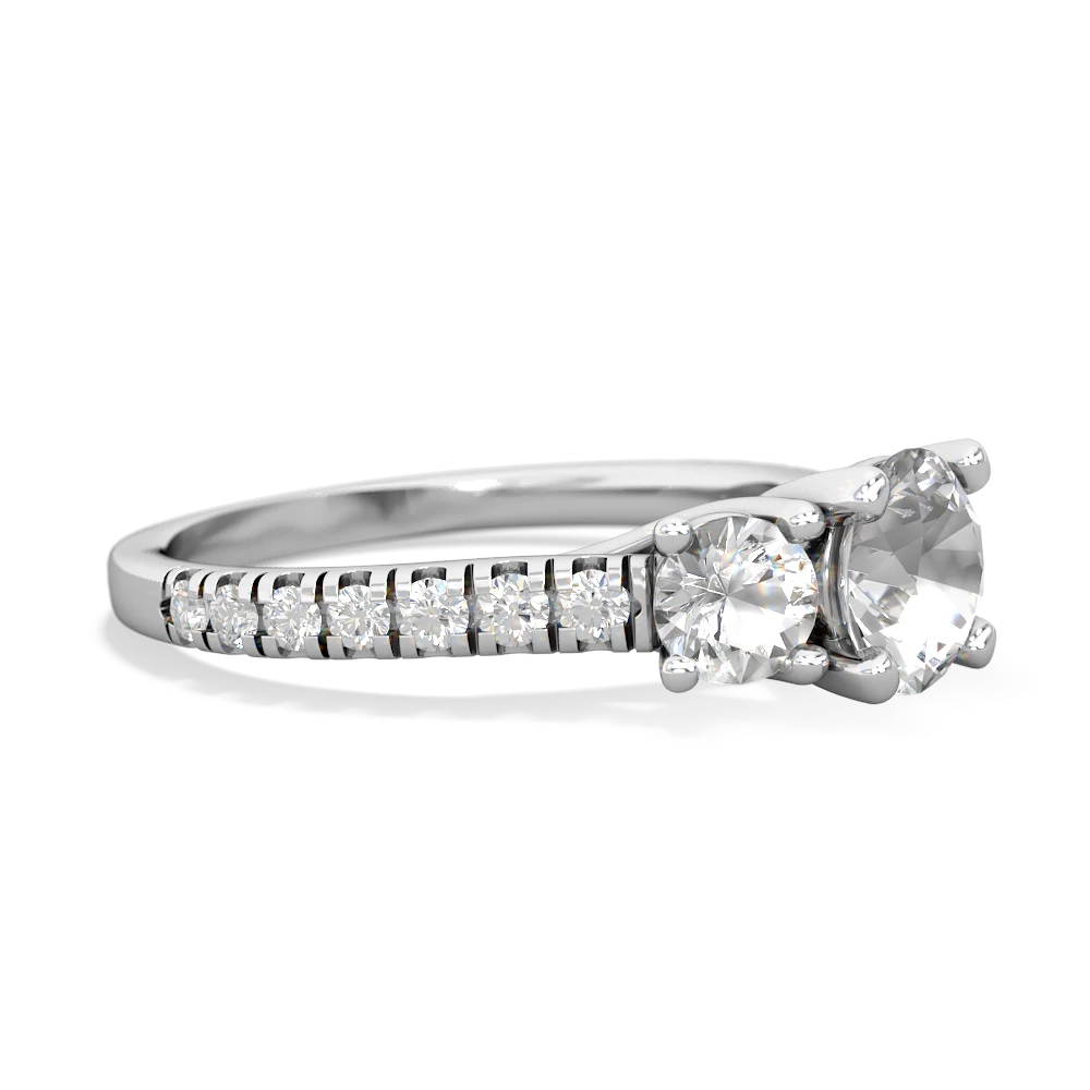 Lab Sapphire Pave Trellis 14K White Gold ring R5500