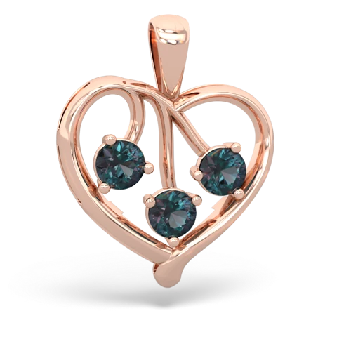 lab emerald-pink sapphire love heart pendant
