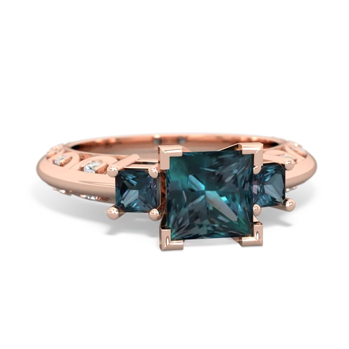 lab emerald-garnet engagement ring