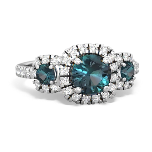 emerald-aquamarine three stone regal ring