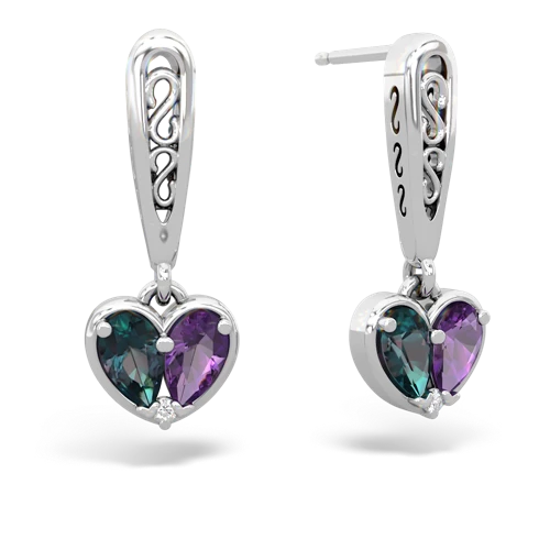 alexandrite-amethyst filligree earrings