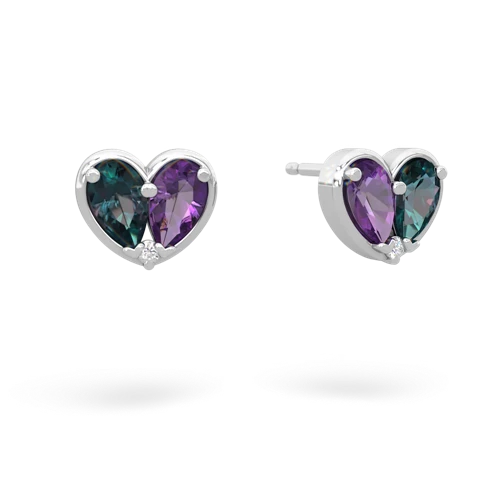 alexandrite-amethyst one heart earrings