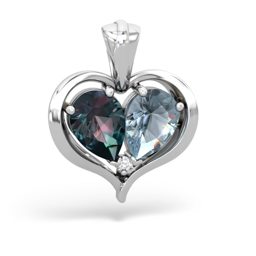 alexandrite-aquamarine half heart whole pendant