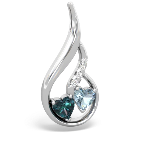 alexandrite-aquamarine keepsake swirl pendant