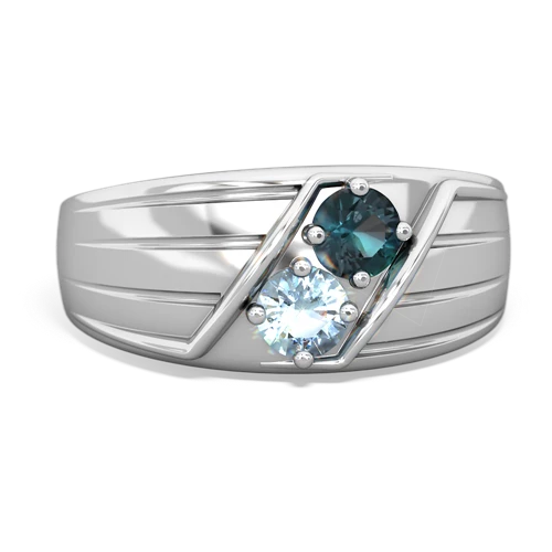 alexandrite-aquamarine mens ring