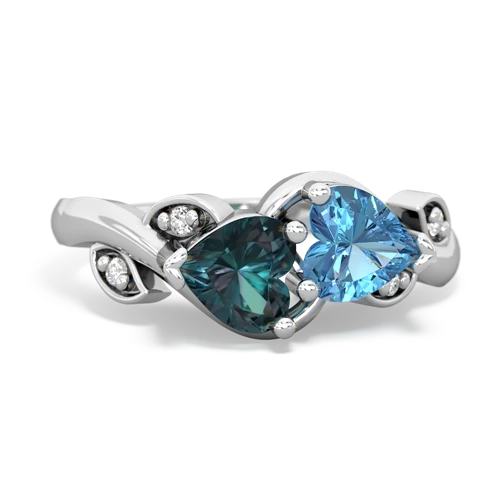 alexandrite-blue topaz floral keepsake ring