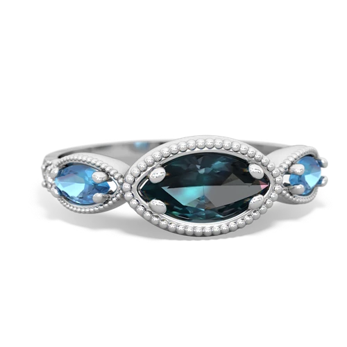 alexandrite-blue topaz milgrain marquise ring