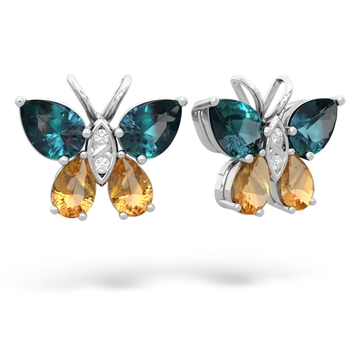 alexandrite-citrine butterfly earrings