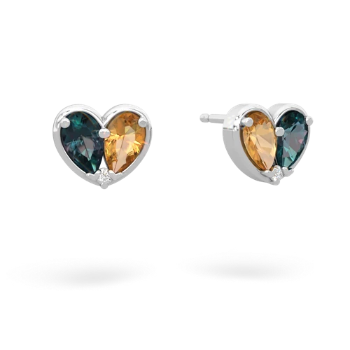 alexandrite-citrine one heart earrings