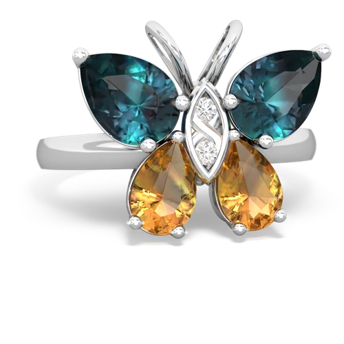 alexandrite-citrine butterfly ring