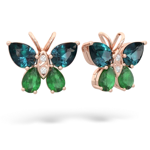alexandrite-emerald butterfly earrings