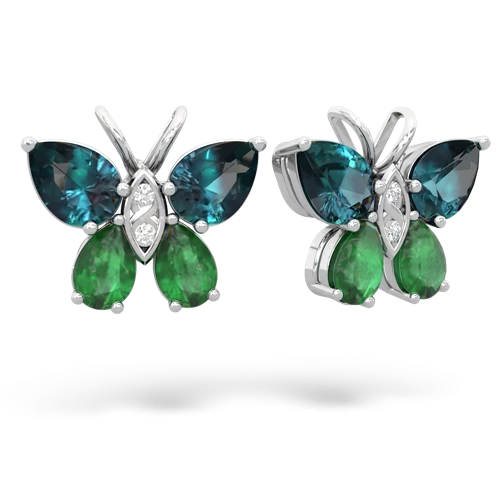 alexandrite-emerald butterfly earrings