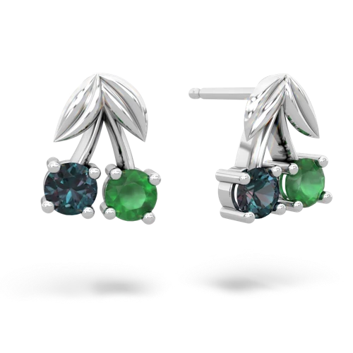 alexandrite-emerald cherries earrings
